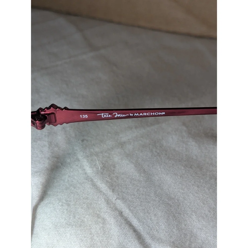 TRES JOLIE EYEGLASSES FRAME 173 614 RED BURGUNDY 51-17-135 HALF RIMLESS MS41